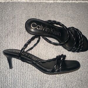 Calvin Klein Ileyia Patent Leather Sandal Heel